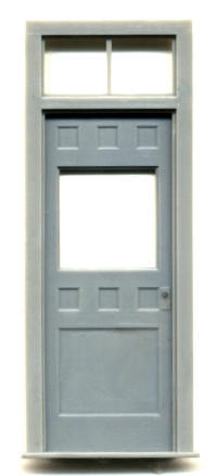 Grandt Line 3939 G Scale 1-5/8" x 4-1/4" Door with Square Window and 2-Pane Transom - pkg(1)