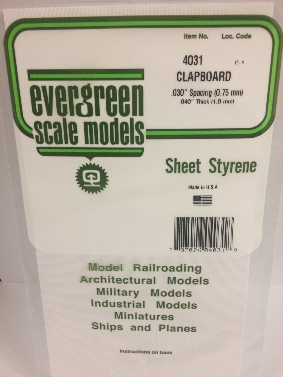 Evergreen 4031 .030" Opaque White Polystyrene Clapboard Siding - Oakville Model Trains Depot