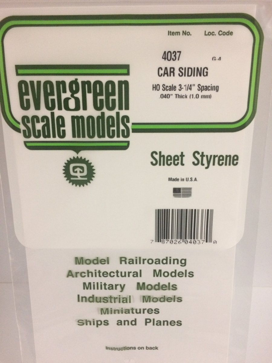 Evergreen 4037 .037" Opaque White Polystyrene HO Scale Freight Car Siding - Oakville Model Trains Depot