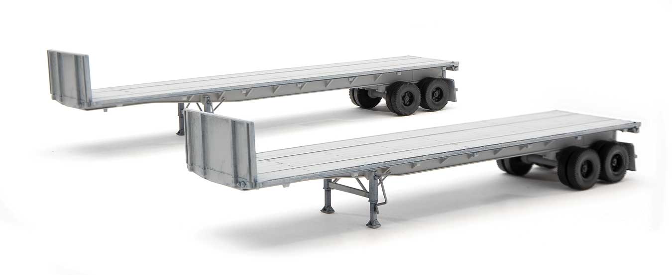 Walthers SceneMaster 2700 HO Scale 40' Flatbed Trailer (2-Pack) Undecorated