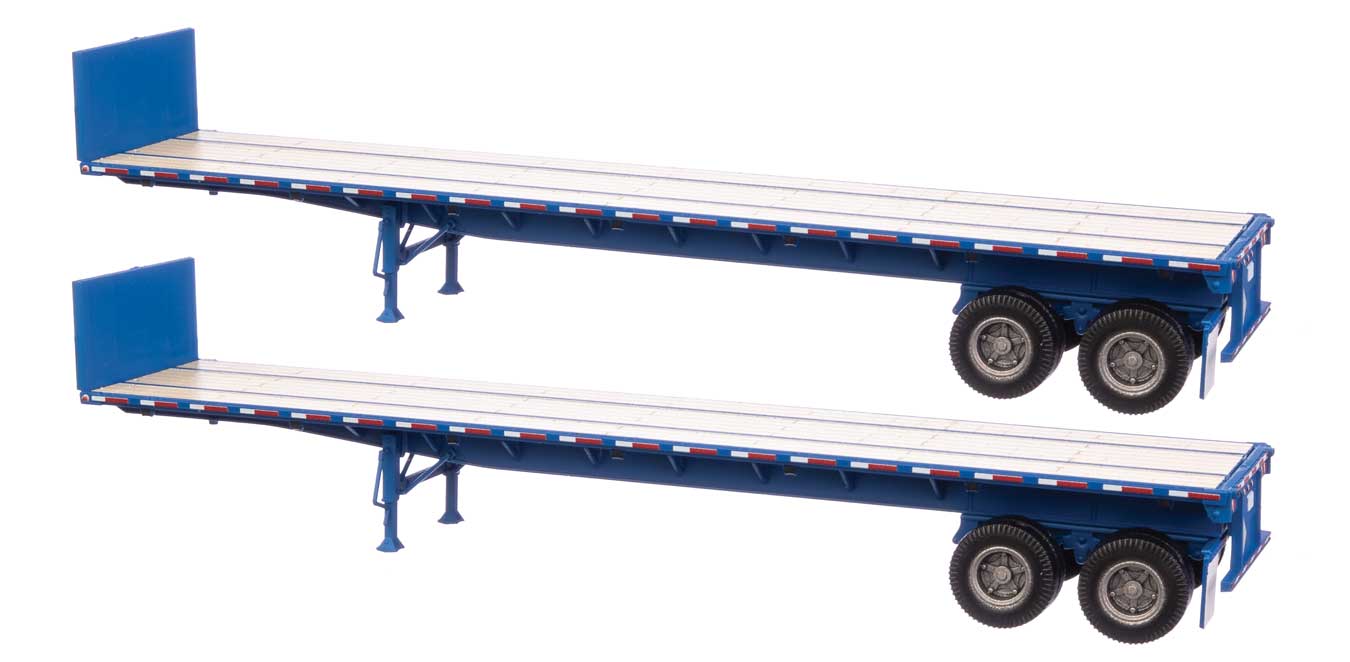 Walthers SceneMaster 2701 HO Scale 40' Flatbed Trailer (2-Pack) Blue