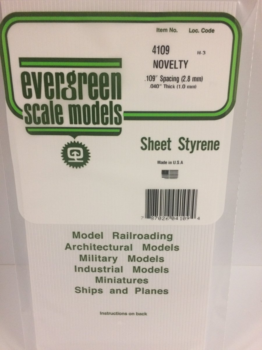 Evergreen 4109 .109" Opaque White Polystyrene Novelty Siding - Oakville Model Trains Depot