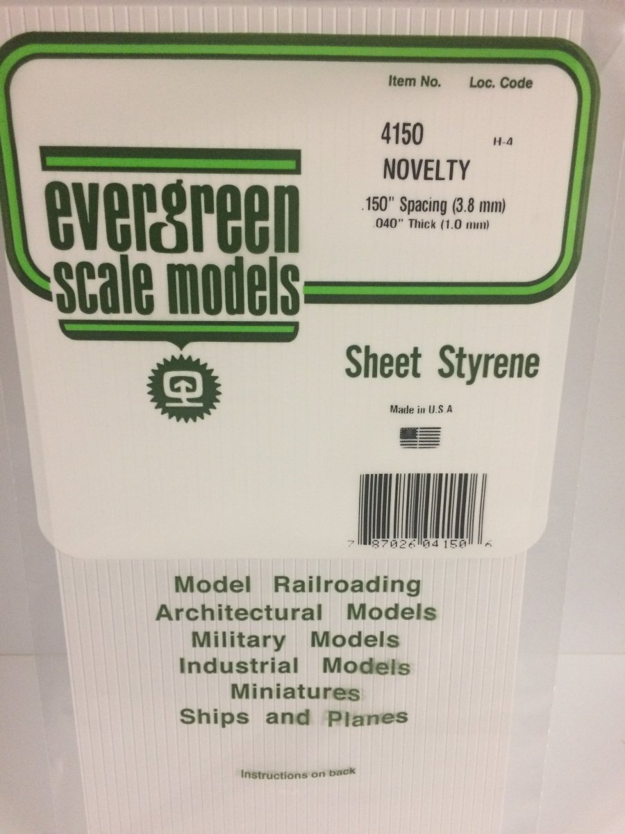Evergreen 4150 .150" Opaque White Polystyrene Novelty Siding - Oakville Model Trains Depot