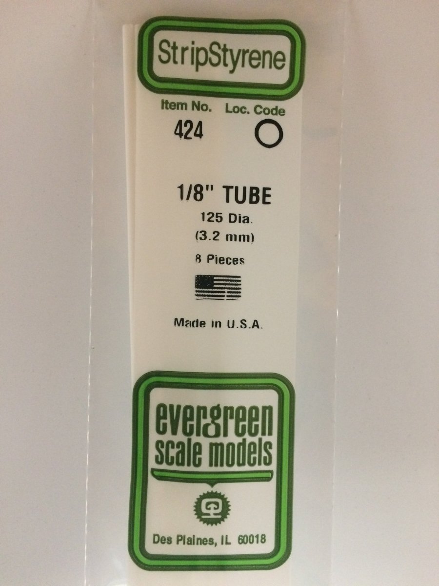 Evergreen 424 .125" (3.2mm) OD X 24" (60cm) Opaque White Polystyrene Tubing - Oakville Model Trains Depot
