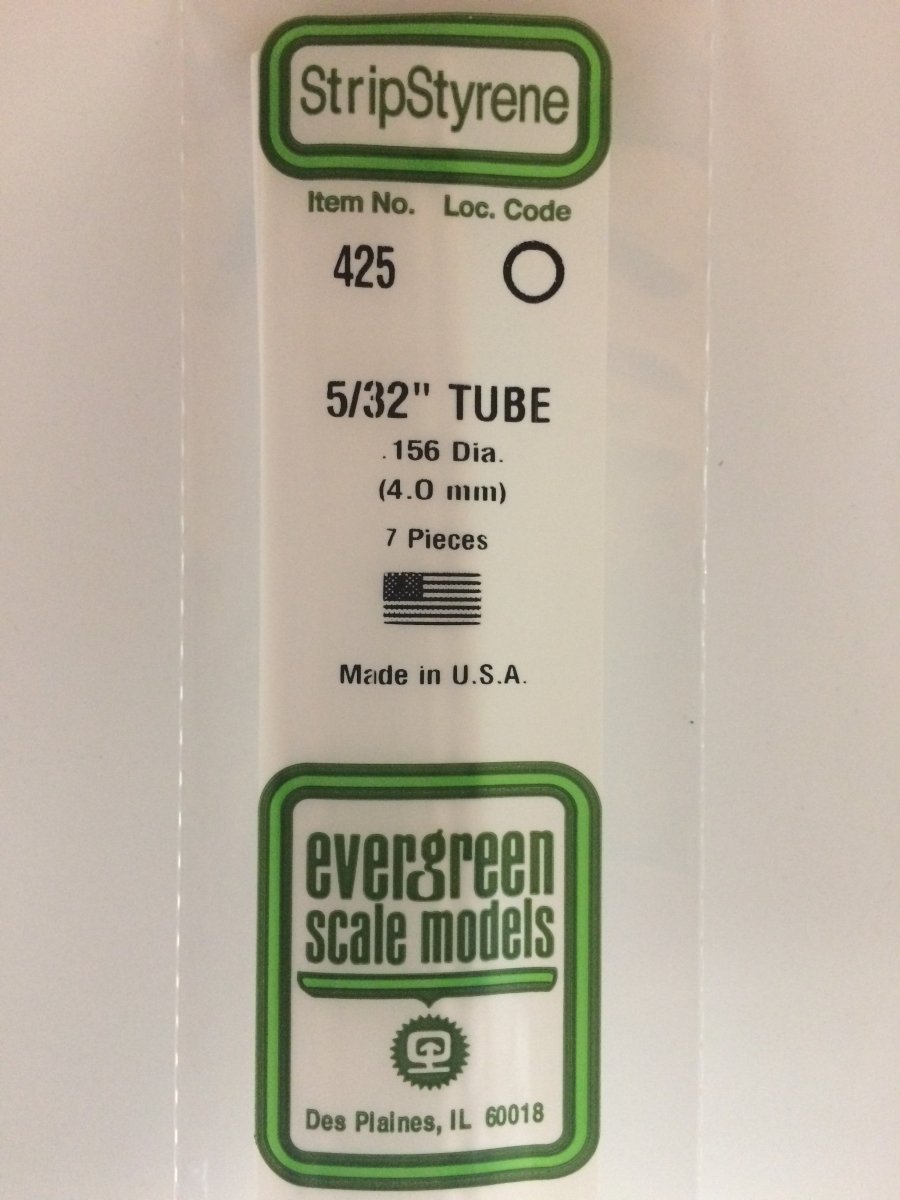 Evergreen 425 .156" (4.0mm) OD X 24" (60cm) Opaque White Polystyrene Tubing - Oakville Model Trains Depot