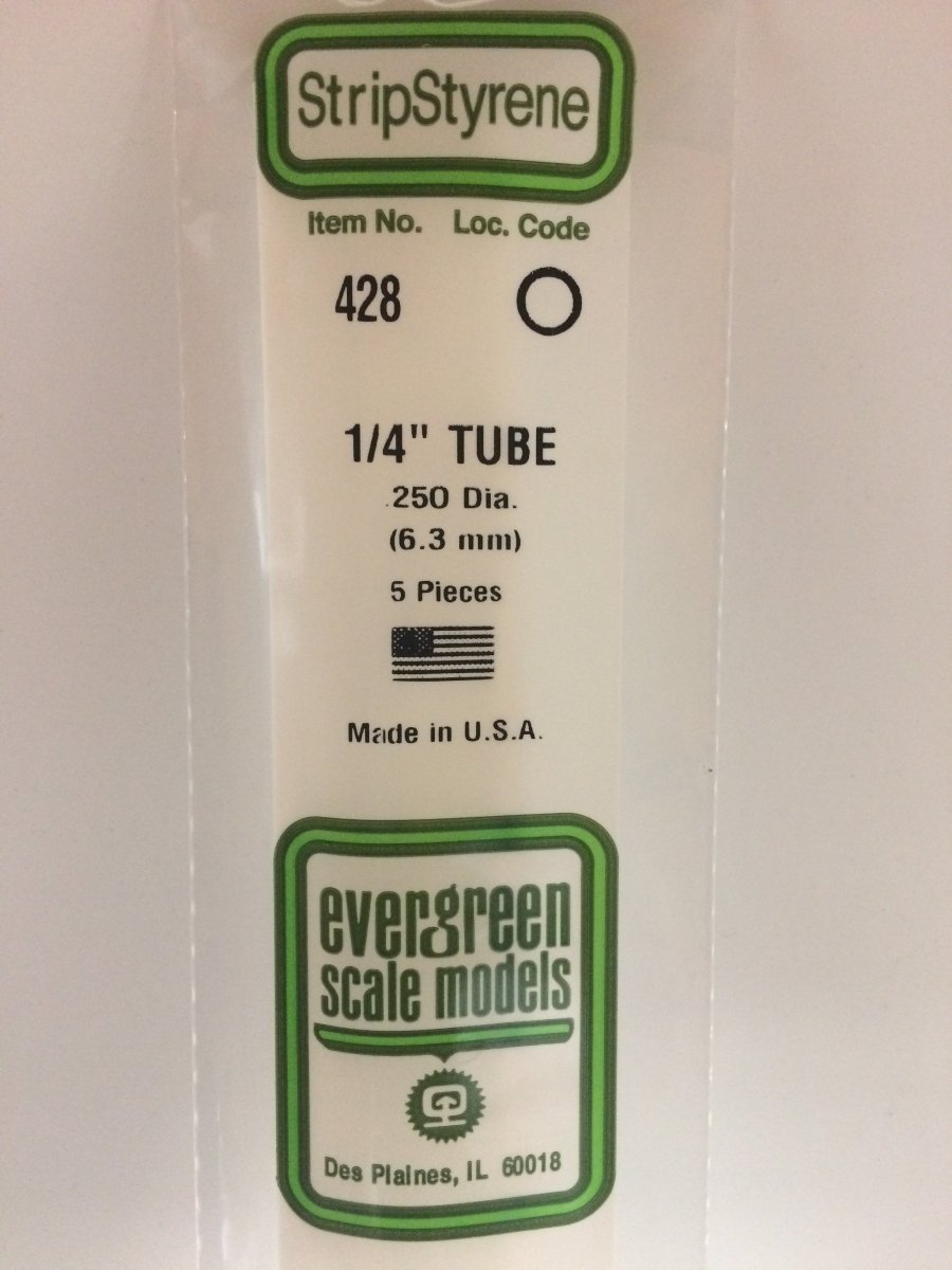 Evergreen 428 .250" (6.3mm) OD X 24" (60cm) Opaque White Polystyrene Tubing - Oakville Model Trains Depot