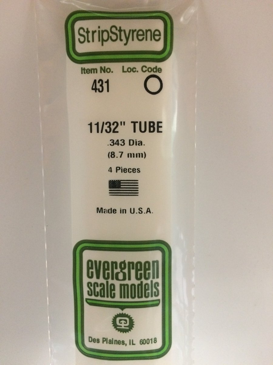 Evergreen 431 .344" (8.3mm) OD X 24" (60cm) Opaque White Polystrene Tubing - Oakville Model Trains Depot