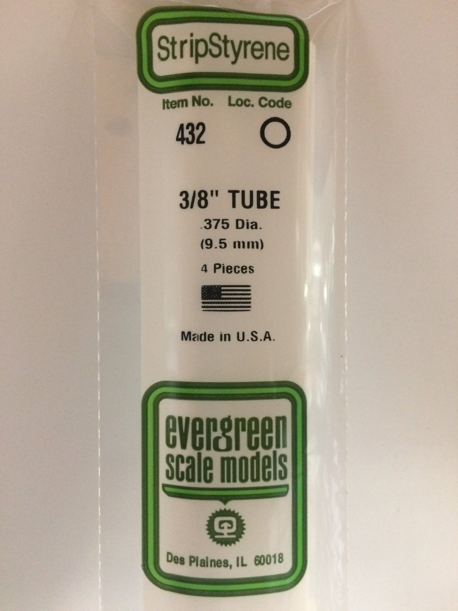 Evergreen 432 .375" (9.5mm) OD X 24" (60cm) Opaque White Polystyrene Tubing - Oakville Model Trains Depot