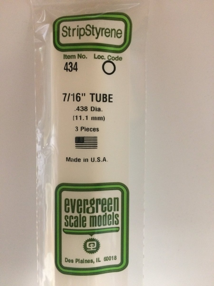 Evergreen 434 .438" (11.1mm) OD X 24" (60cm) Opaque White Polystyrene Tubing - Oakville Model Trains Depot