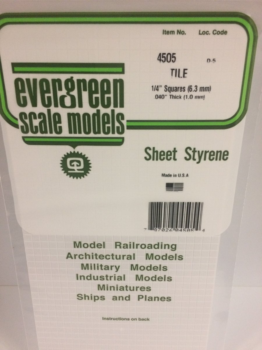 Evergreen 4505 1/4" X 1/4" Opaque White Polystyrene Square Tile - Oakville Model Trains Depot