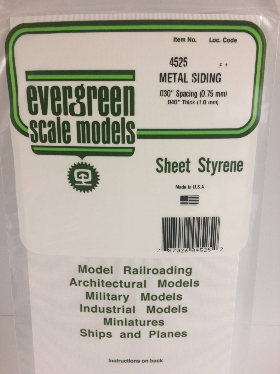 Evergreen 4525 .030" Opaque White Polystyrene Corrugated Siding - Oakville Model Trains Depot