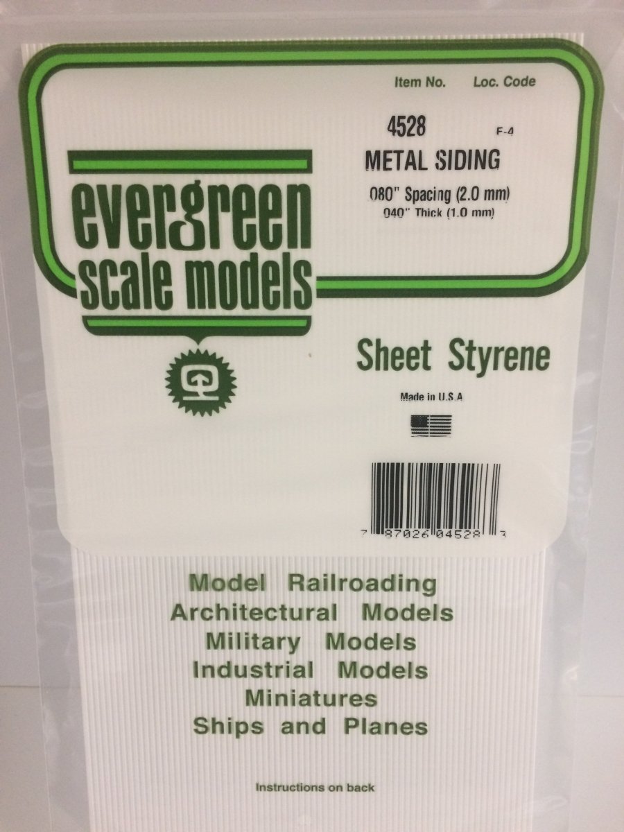 Evergreen 4528 .080" Opaque White Polystyrene Corrugated Siding - Oakville Model Trains Depot