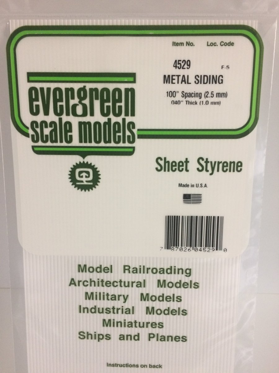 Evergreen 4529 .100" Opaque White Polystyrene Corrugated Siding - Oakville Model Trains Depot