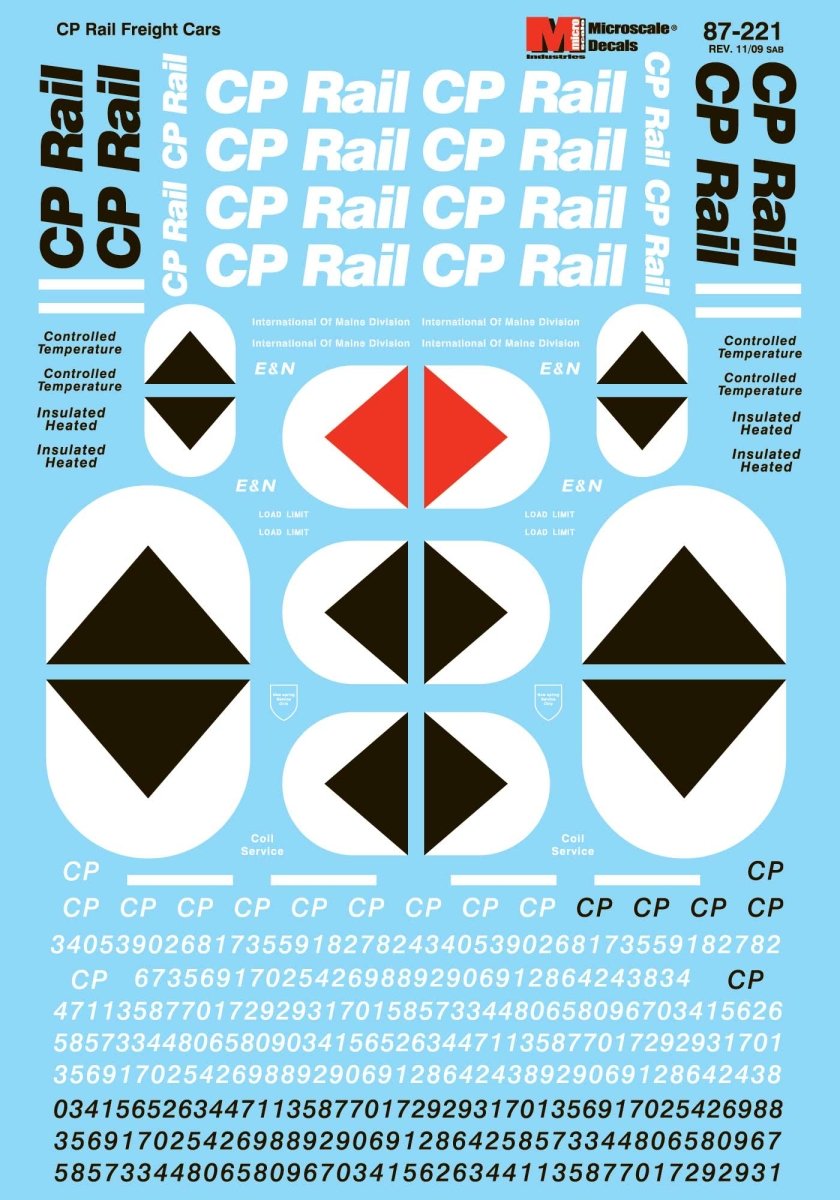 Microscale 60 - 221 N Scale CP Rail Freight Car Waterslide Decals - Oakville Model Trains Depot