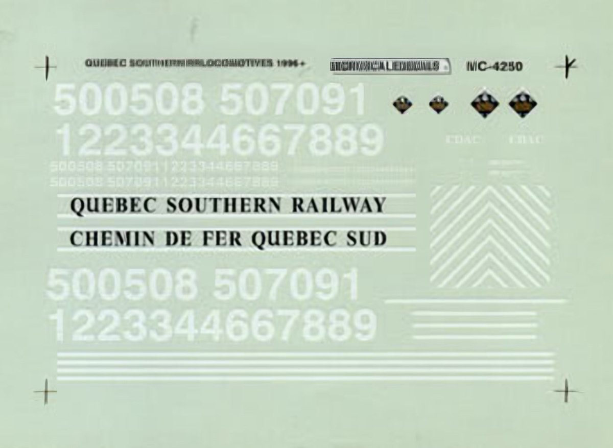 Microscale 60 - 4250 N Scale Quebec Southern Hood Locomotives (1996+) Waterslide Decals - Oakville Model Trains Depot