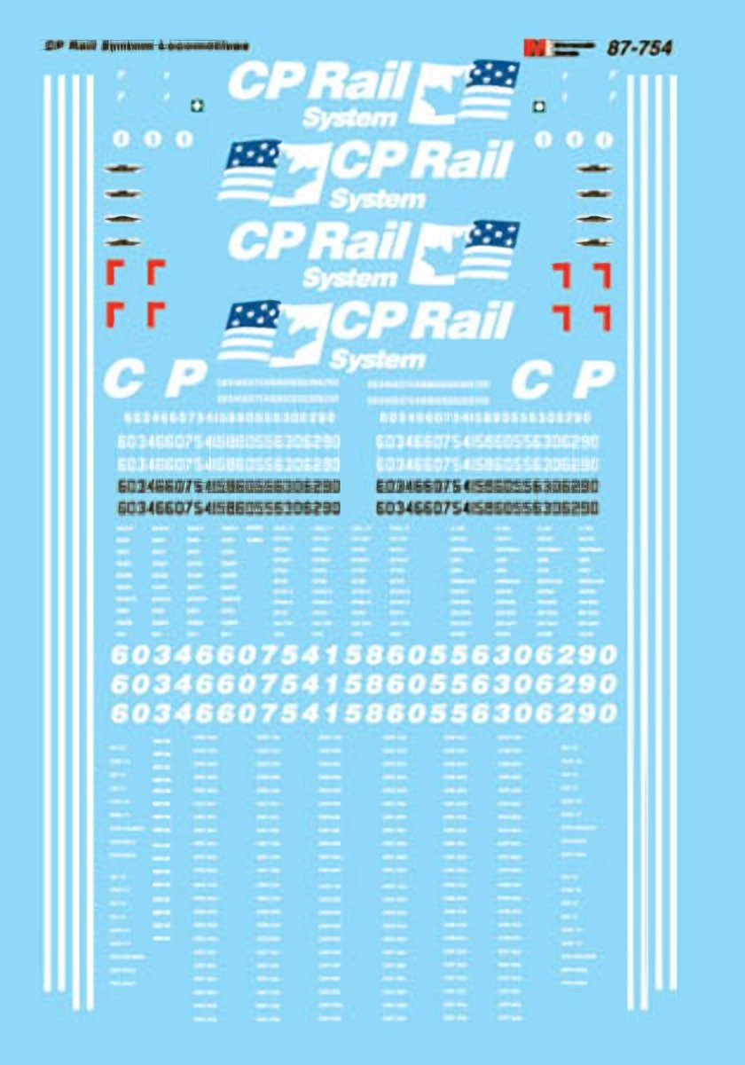 Microscale 60 - 754 N Scale CP Rail Diesels - Dual Flag Scheme (1993+) Waterslide Decals - Oakville Model Trains Depot