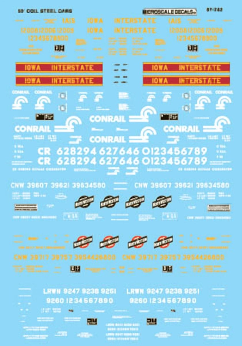 Microscale 87 - 742 HO Scale Assorted Freight 50 foot Steel Coil Cars - Iowa Interstate & More Waterslide Decals - Oakville Model Trains Depot