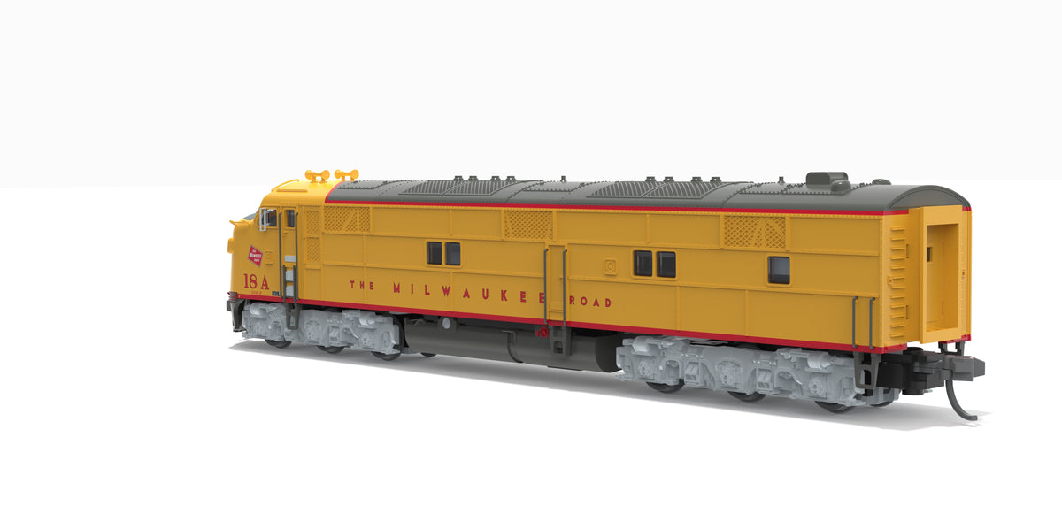 Broadway Limited Imports 10223 N EMD E7A, MILW 18B, Yellow & Gray Streamliner Scheme, No-Sound / DCC-Ready, N - view 5