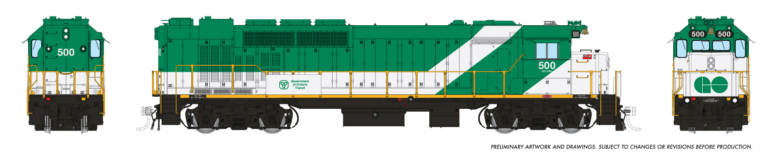 Rapido HO GP40TC (DC/DCC/Sound): GO Transit - Green & White, Late Font: #500