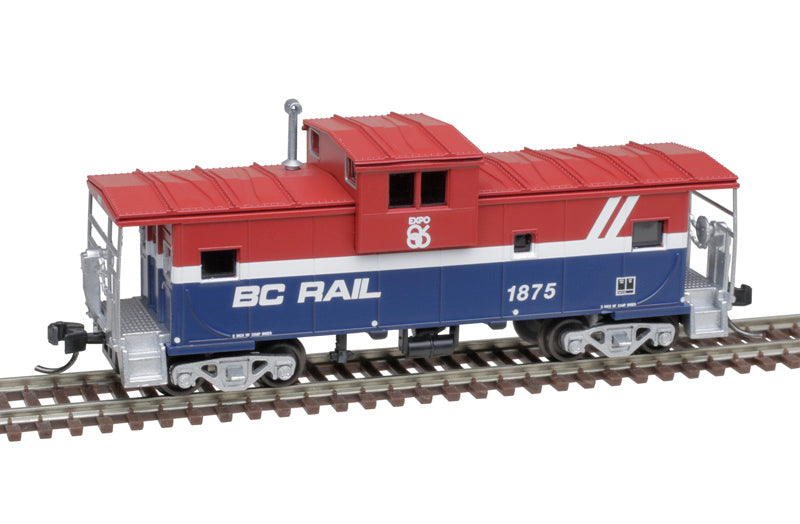 Atlas N Scale Master Extended Vision Caboose BC Rail Red White Blue
