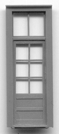 Grandt Line 5163 HO Scale 33" Door with 6-Pane Window and Transom - pkg(3)