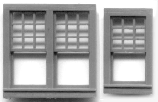 Grandt Line 5199 HO Scale 24" x 44" Single 10-Pane RGS Style Depot Window Set - pkg(2 sets)