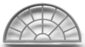Grandt Line 5262 HO Scale 56" x 28" Half Round Window - 13 Pane, for Masonry Buildings - pkg(6)