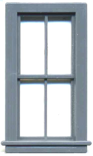 Grandt Line 5311 HO Scale 4-Pane Double-Hung Window -- 35 x 66" - pkg(8)