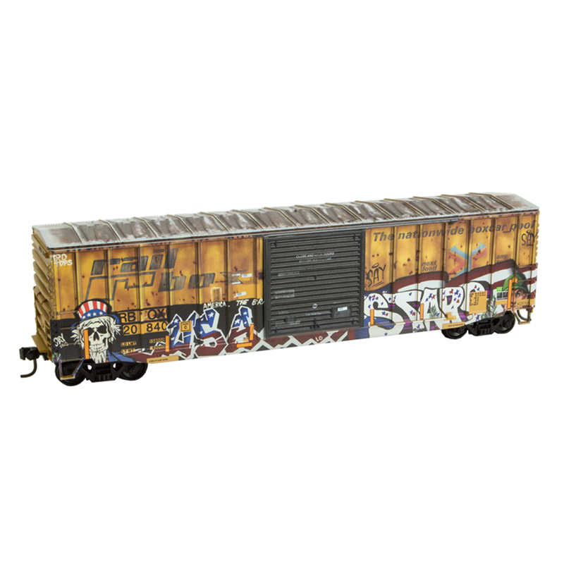 Micro-Trains 5600 10009 HO scale Railbox "Stars & Stripes" Graffiti 50' Exterior Post Box Car Kit — side B