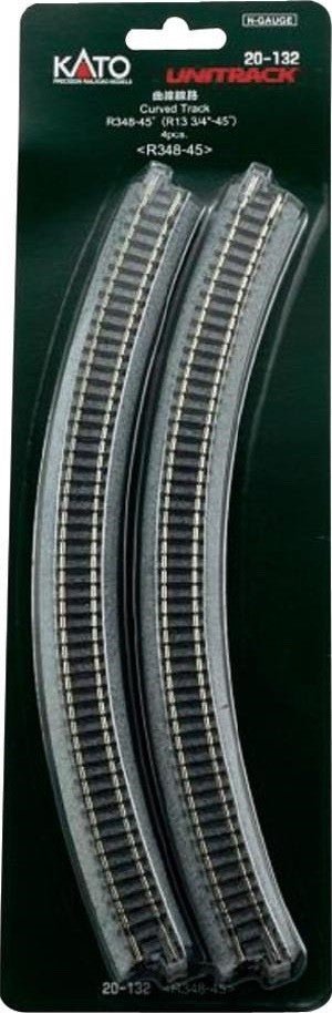 KATO 20 - 132 N Scale Unitrack R348mm (R13 - 3/4") 45° Curved Track - 4 - Pack - Oakville Model Trains Depot