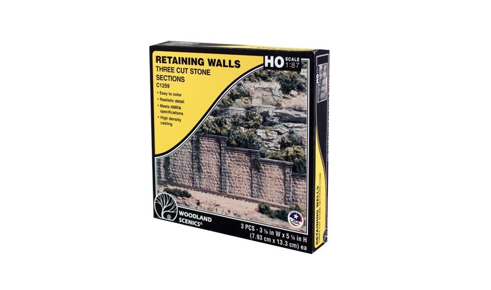 Woodland Scenics C1259 HO Scale Cut Stone Retaining Wall - Oakville Model Trains Depot