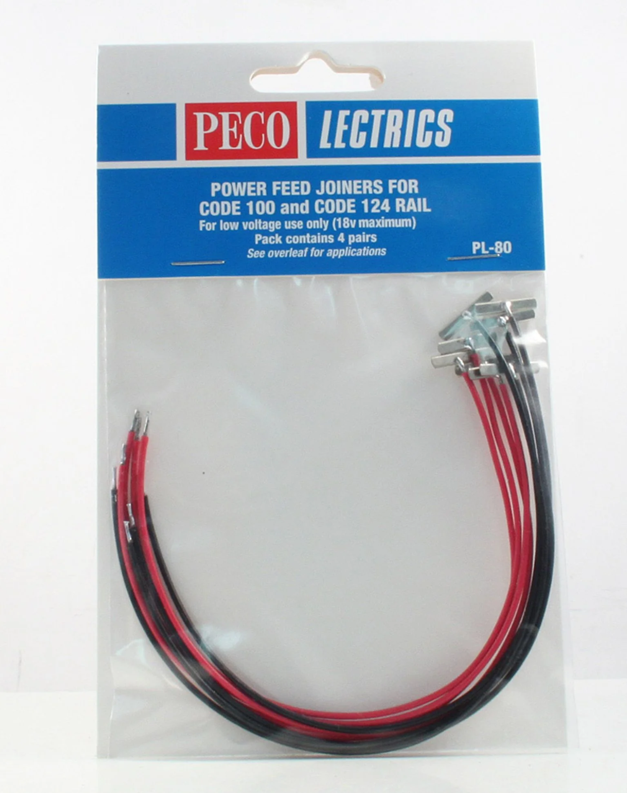 Peco PL-80 Power Feed Joiners for Code 100 & Code 124 Rail (Pack of 8) - New