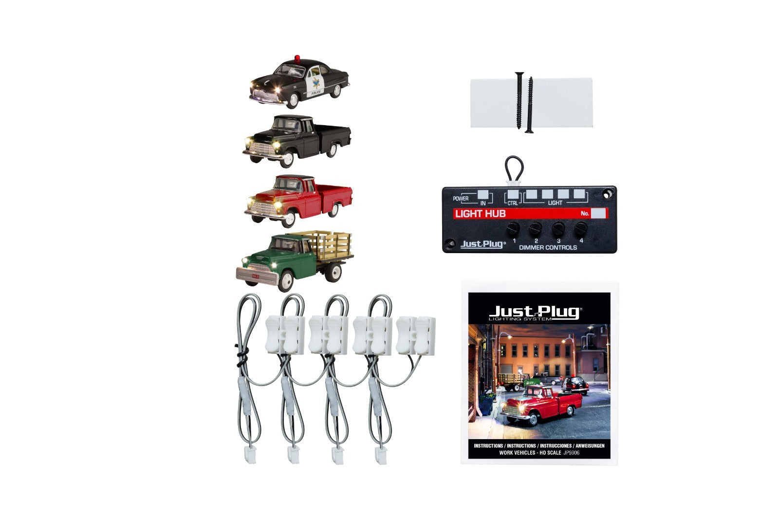 Woodland Scenics JP5906 HO Scale Work Vehicle Value Pack Just Plug - New