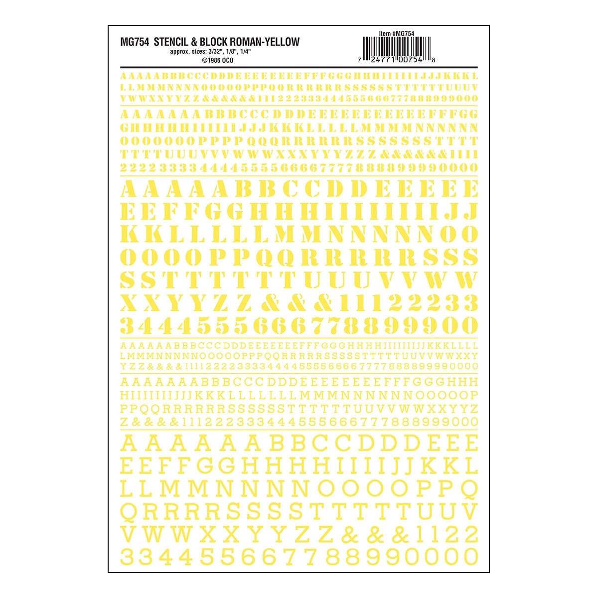 Woodland Scenics MG754 Stencil & Block Roman Yellow Decals