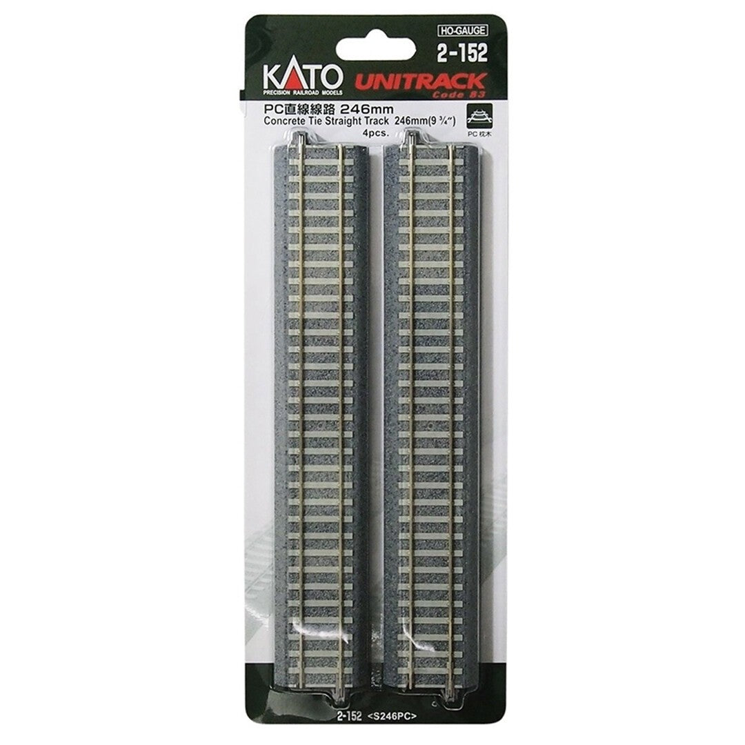 Kato 2-152 HO Scale Unitrack 246mm 9-3/4" Concrete Ties Straight Track - 4pcs