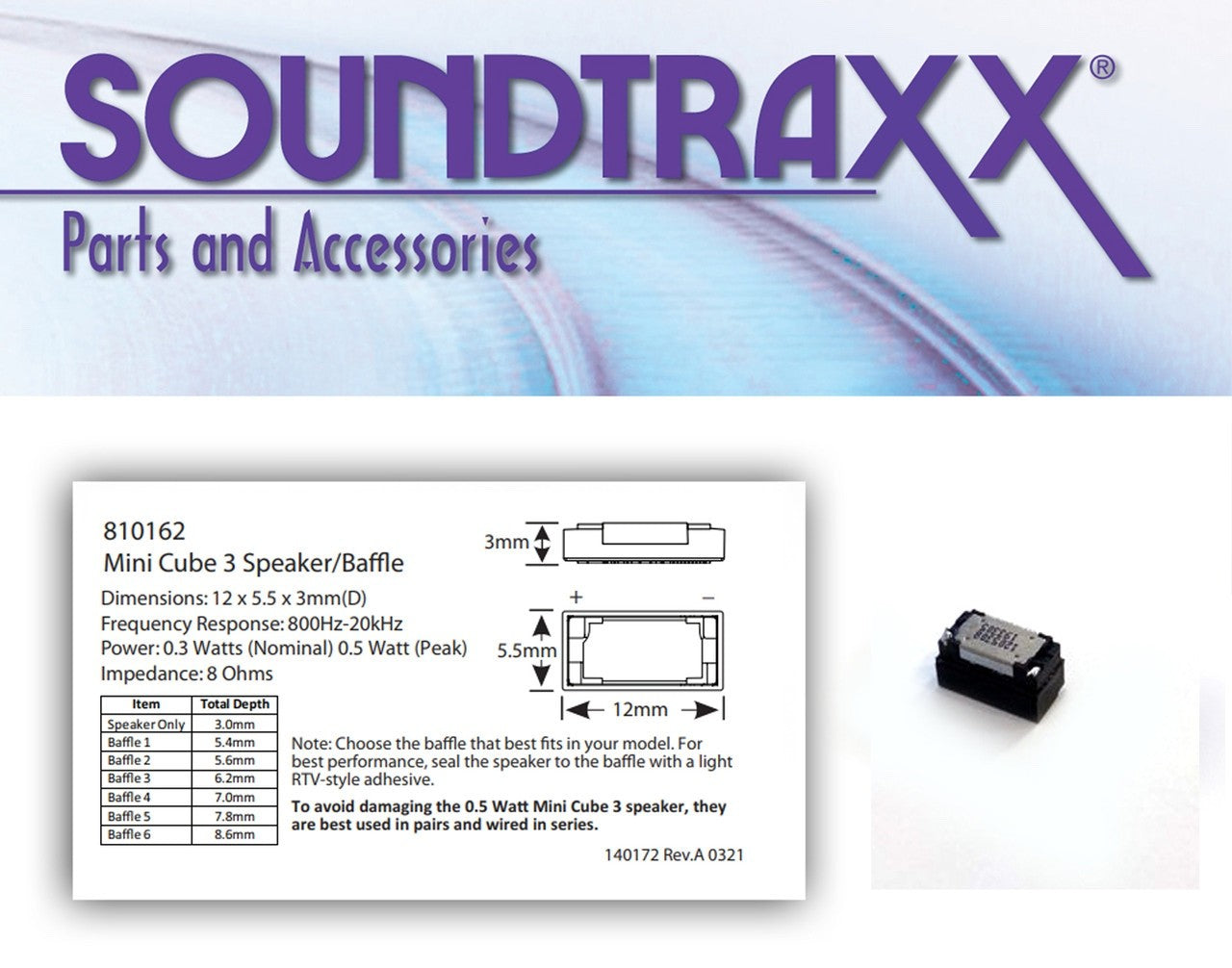 SoundTraxx 810162 Mini Cube 3 Oval Speaker/Baffle Kit