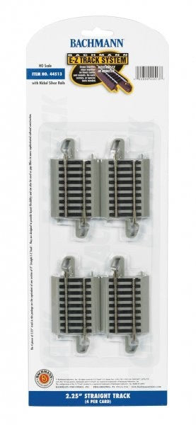 Bachmann 44513 HO Scale EZ-Track 2.25" Straight Track - 4pcs