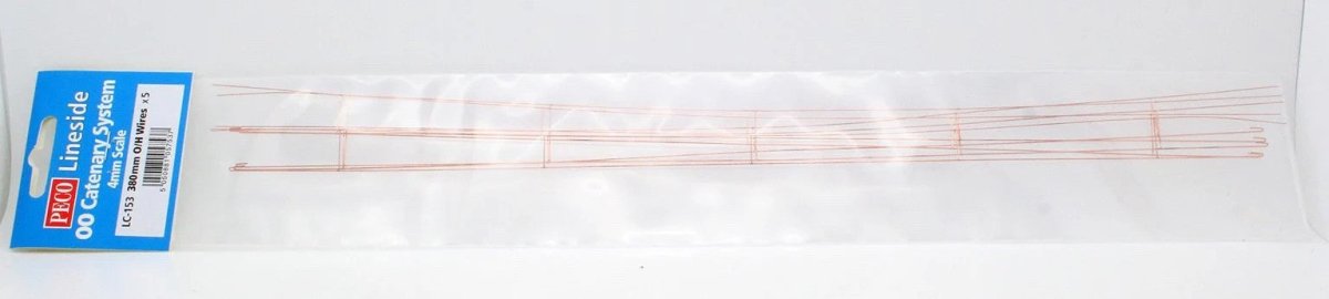 Peco LC - 153 OO/HO Catenary Contact Wires 5 x 380 mm - Oakville Model Trains Depot