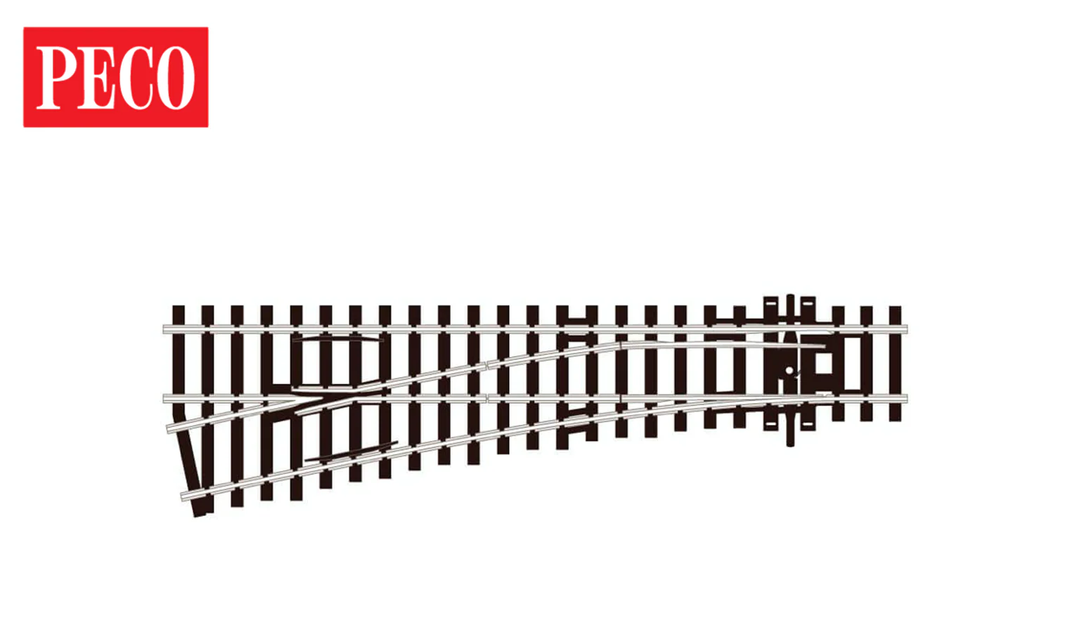 PECO SL-E92 HO Code 100 Small Radius Left Hand Turnout with Electrofrog