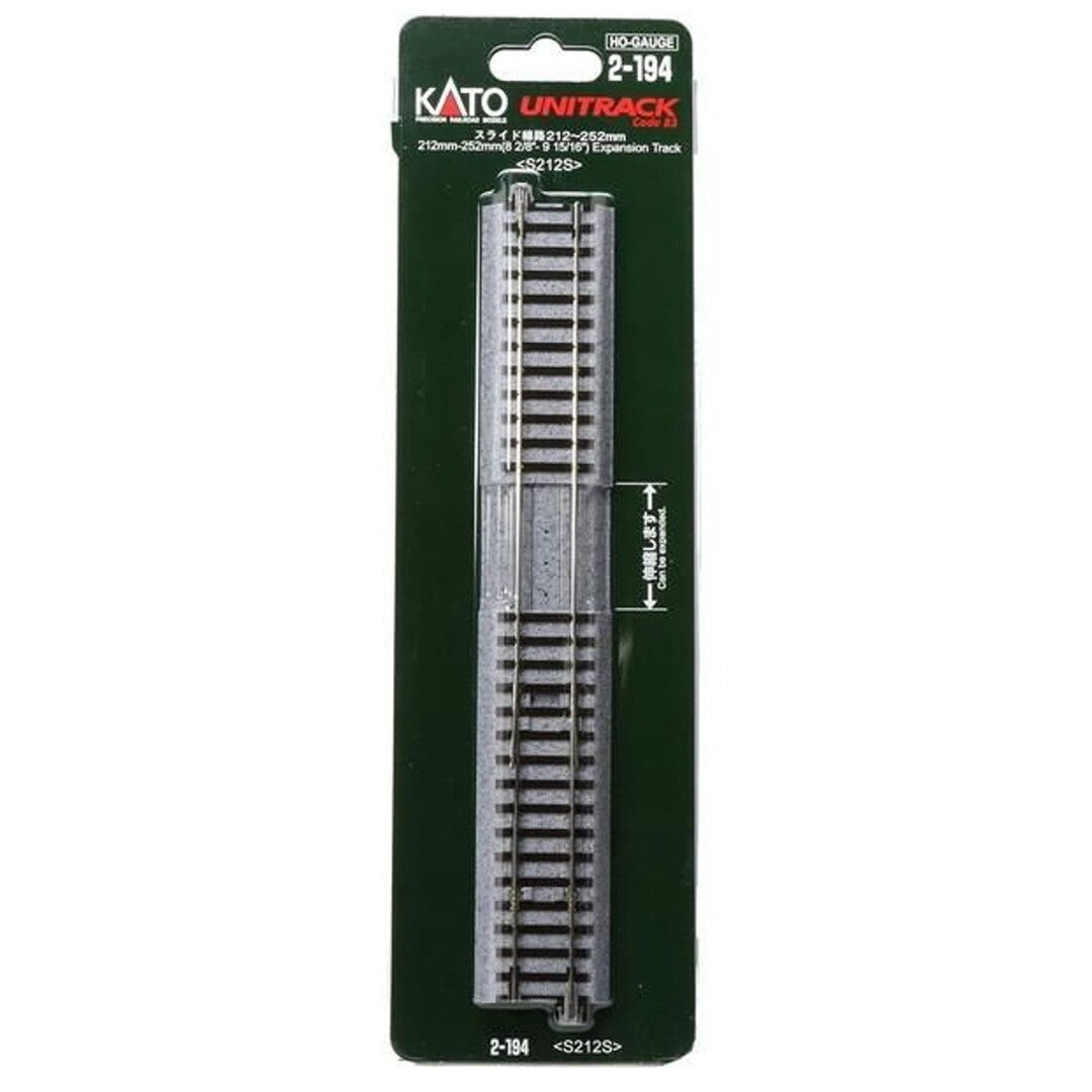 Kato 2-194 HO Scale Unitrack 212mm-252mm (8 3/8”-9 9/10”) Expansion Track