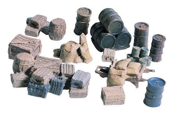 Woodland Scenics D203 HO Scale Crates - Barrels - Sacks Kit - Oakville Model Trains Depot