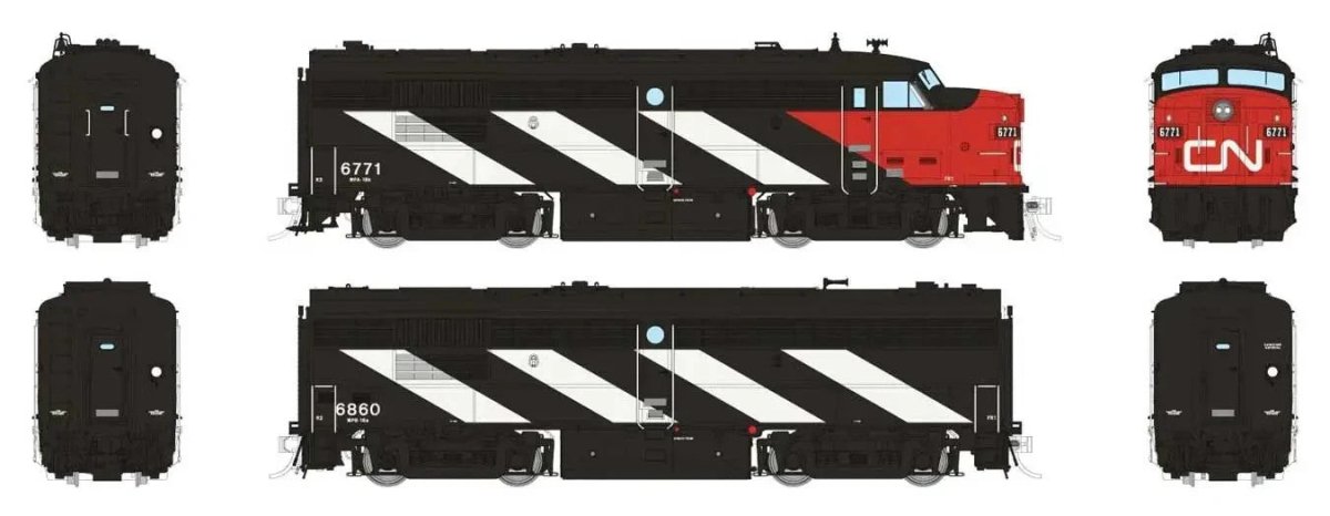 Rapido 21614 HO MLW FPA - 4 + FPB - 4 Set — CN 6792 + 6869 (DC/DCC/Sound) - Oakville Model Trains Depot