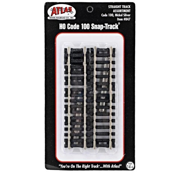 Atlas 847 HO Scale Code 100 Snap Track Assortment of Short Pieces - 12pcs