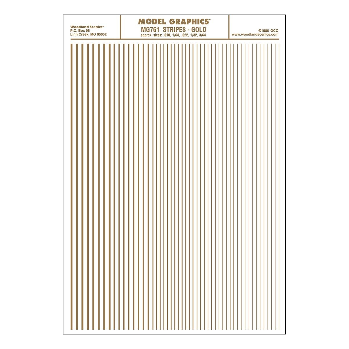 Woodland Scenics MG761 Stripes Gold Decals