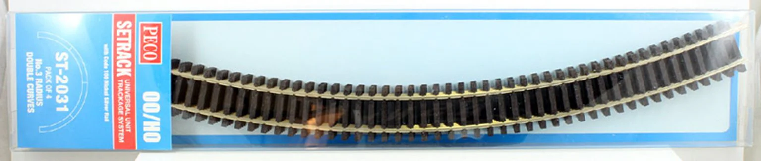 Peco ST-2031 HO Scale Code 100 45-Degree Double Curved 4pcs - New