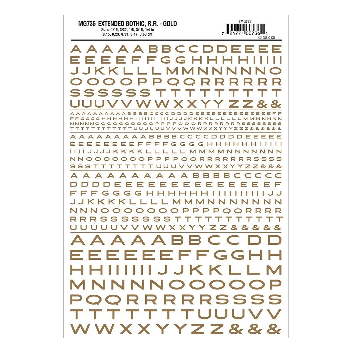 Woodland Scenics MG736 Extended Gothic R.R. Gold Decals - Oakville Model Trains Depot