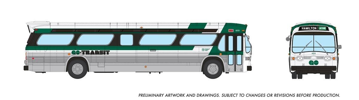 Rapido 753109 HO Scale 1/87 New Look Bus (Deluxe): GO Transit - Late: #1033