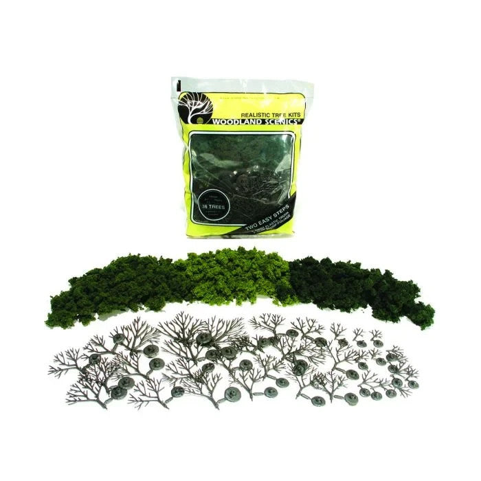 Woodland Scenics 1101 Realistic Trees Kits(TM) Mixed Green 36pcs