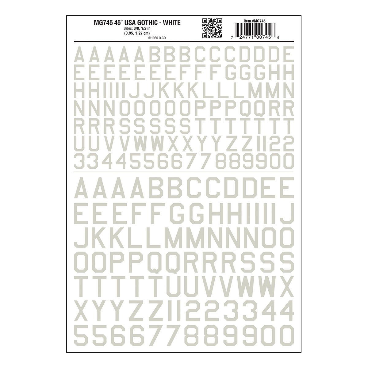 Woodland Scenics MG745 45° USA Gothic White Decals - Oakville Model Trains Depot