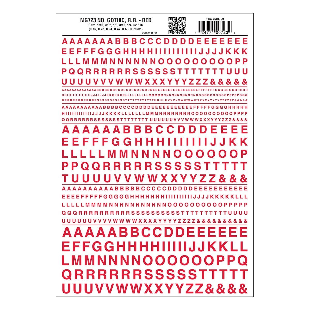 Woodland Scenics MG723 Gothic R.R. Red Decals - Oakville Model Trains Depot